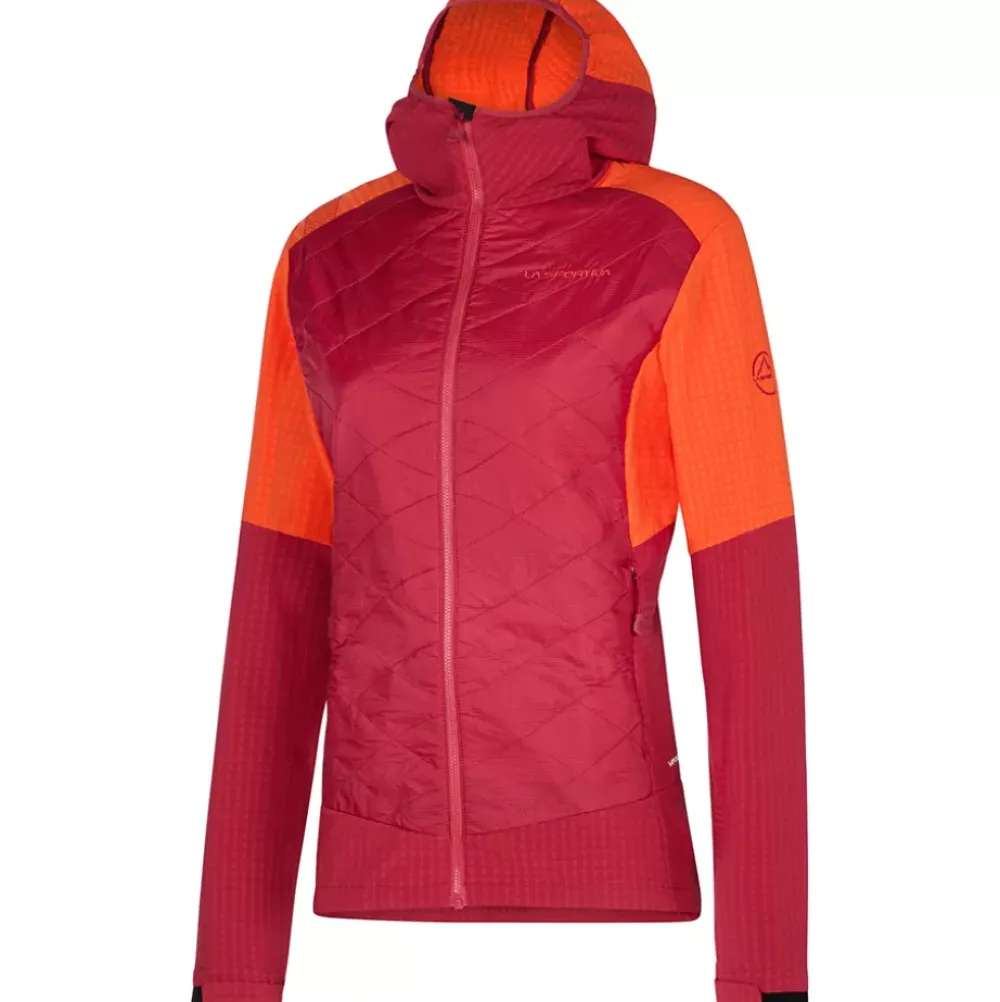 La Sportiva Sale|Jackets^KAP HYBRID HOODY W Carbon/Cherry Tomato