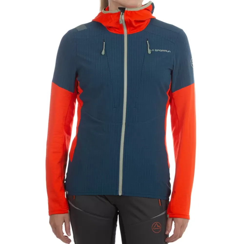 La Sportiva Sale|Jackets^SESSION TECH HOODY W Storm Blue/Cherry Tomato
